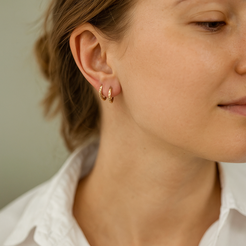 Minimalist 14K Solid Gold Hoop Earrings – Thin 1mm Everyday Hoops