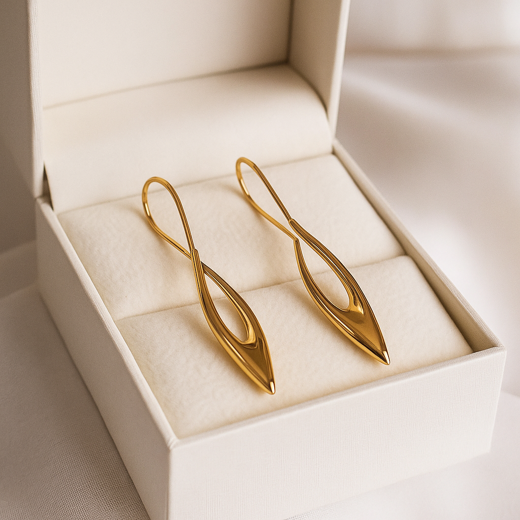14K Solid Gold Teardrop Hoop Earrings – Modern Minimalist Gold Jewelry