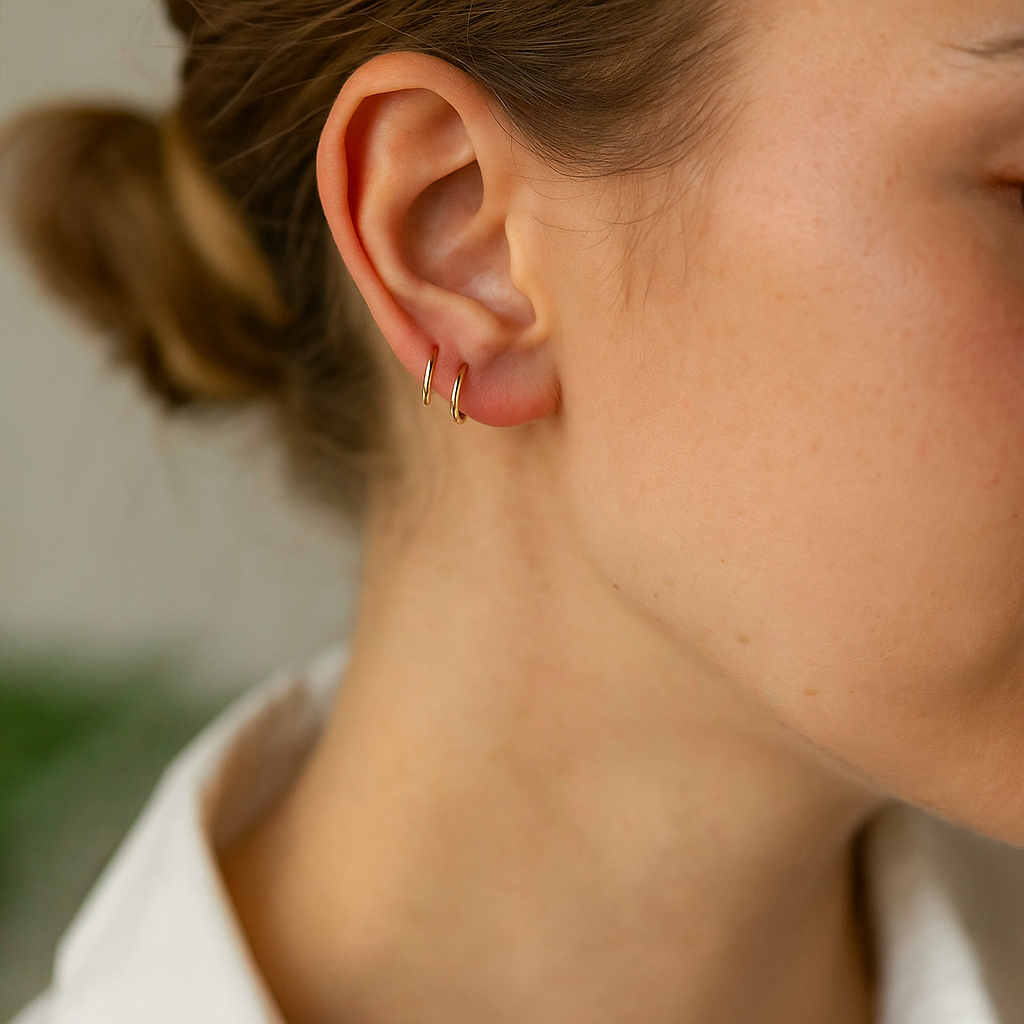 14K Solid Gold Small Hoop Earrings – Tiny Real Gold Everyday Hoops