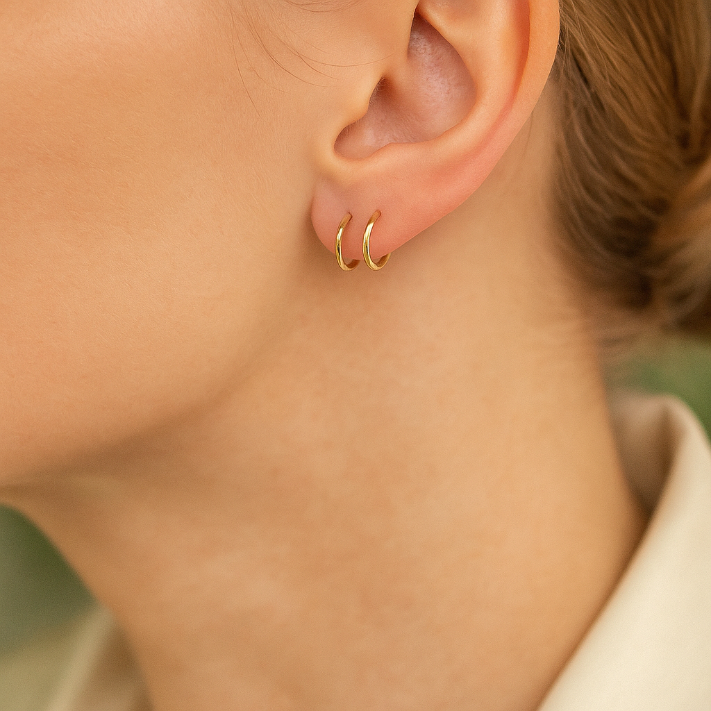 14K Solid Gold Small Hoop Earrings – Tiny Real Gold Everyday Hoops