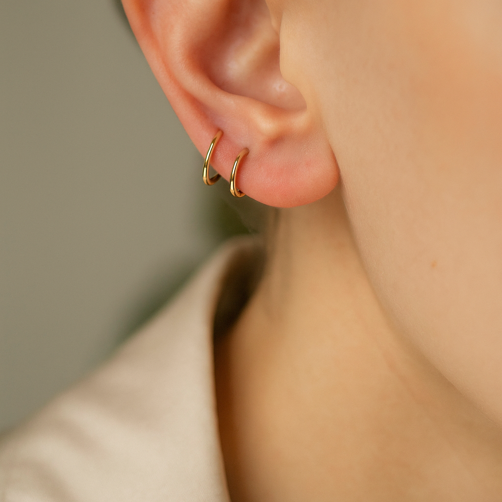 14K Solid Gold Small Hoop Earrings – Tiny Real Gold Everyday Hoops