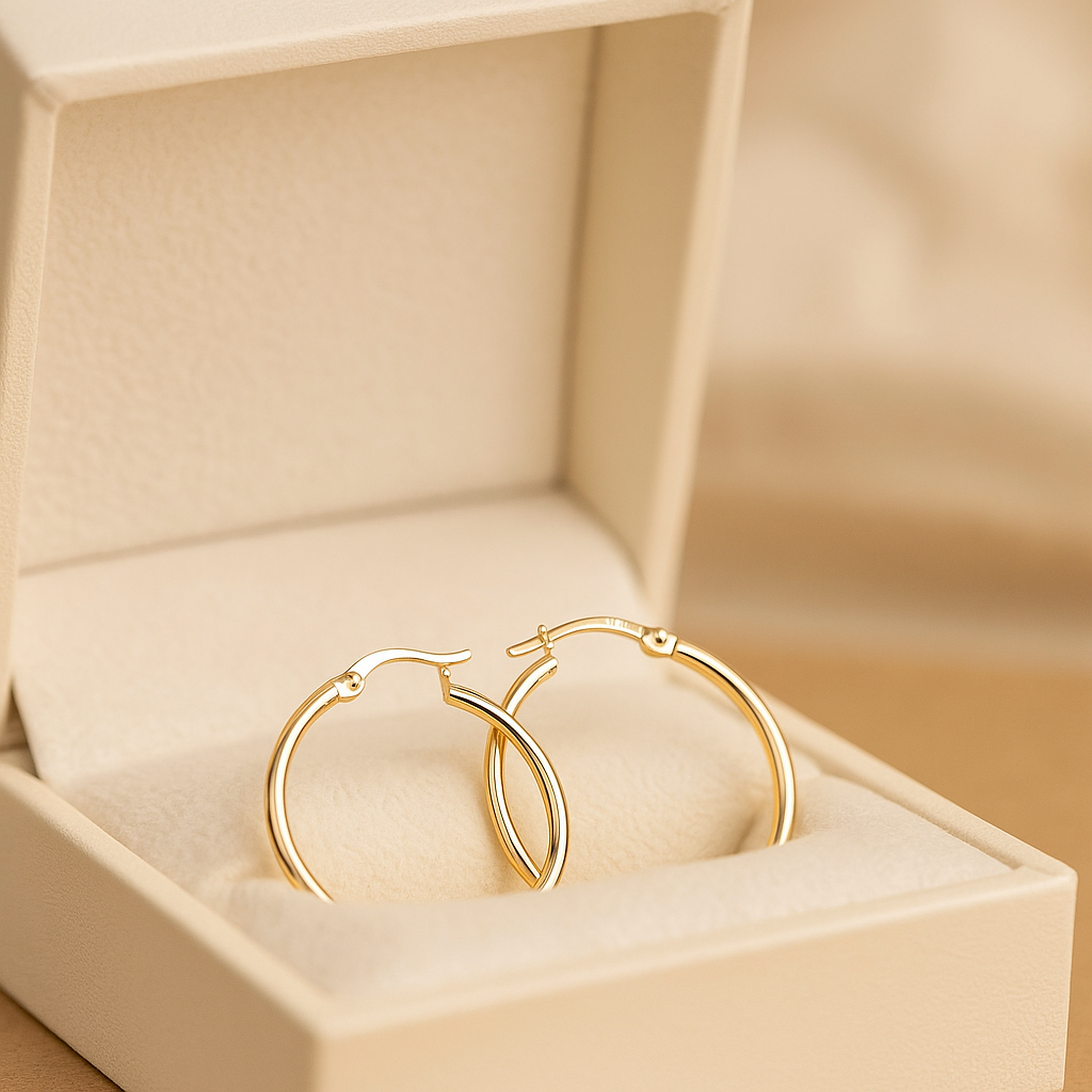 14K Solid Gold Large Hoop Earrings – Classic Real Gold Statement Hoops