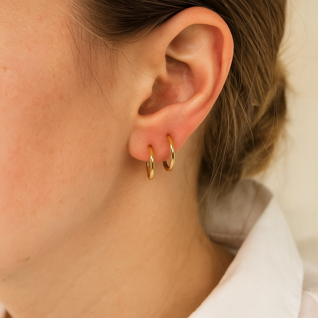 14K Solid Gold Classic Hoop Earrings – Everyday Real Gold Hoops