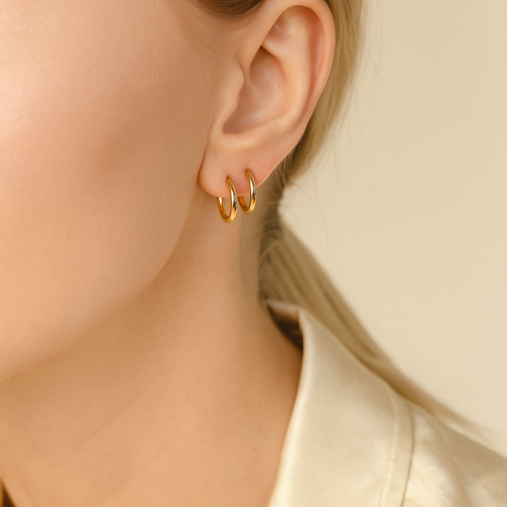 14K Solid Gold Classic Hoop Earrings – Everyday Real Gold Hoops