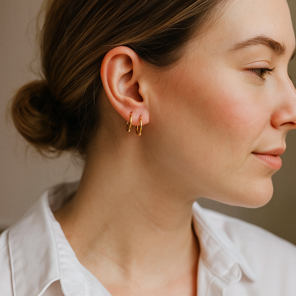 14K Solid Gold Medium Hoop Earrings – Everyday Real Gold Hoops