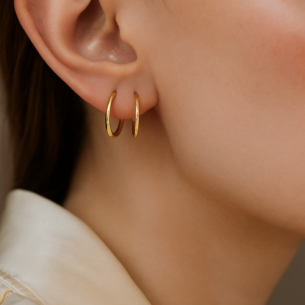 14K Solid Gold Medium Hoop Earrings – Everyday Real Gold Hoops