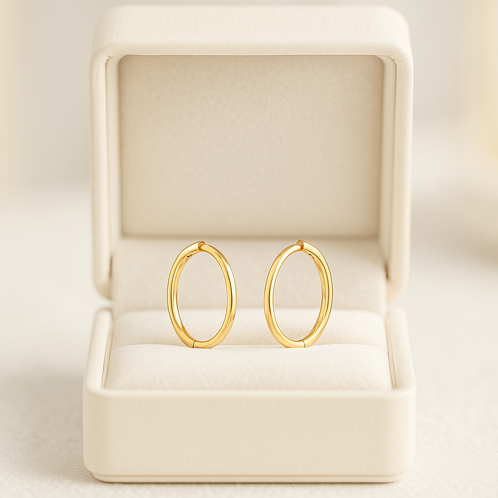 14K Solid Gold Medium Hoop Earrings – Everyday Real Gold Hoops