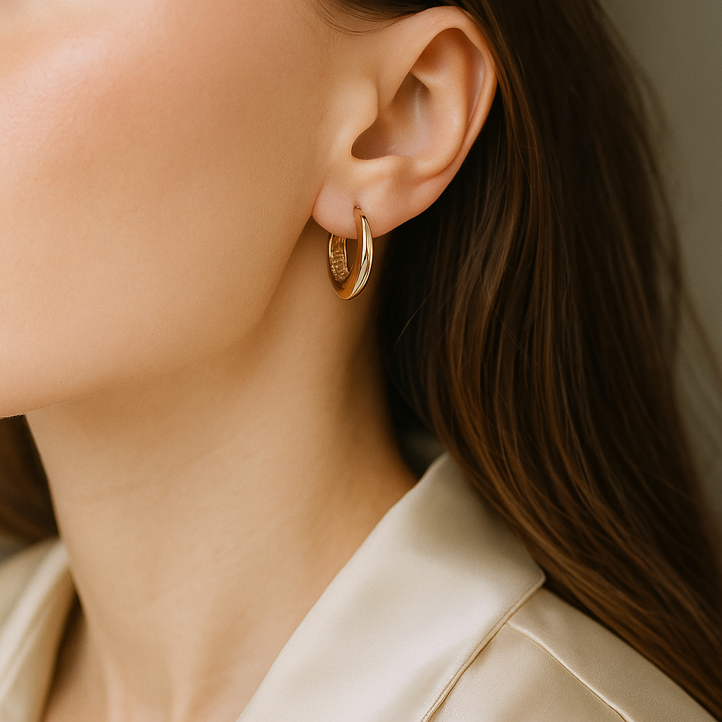 14K Solid Gold Chunky Hoop Earrings – Bold Shiny Real Gold Hoops