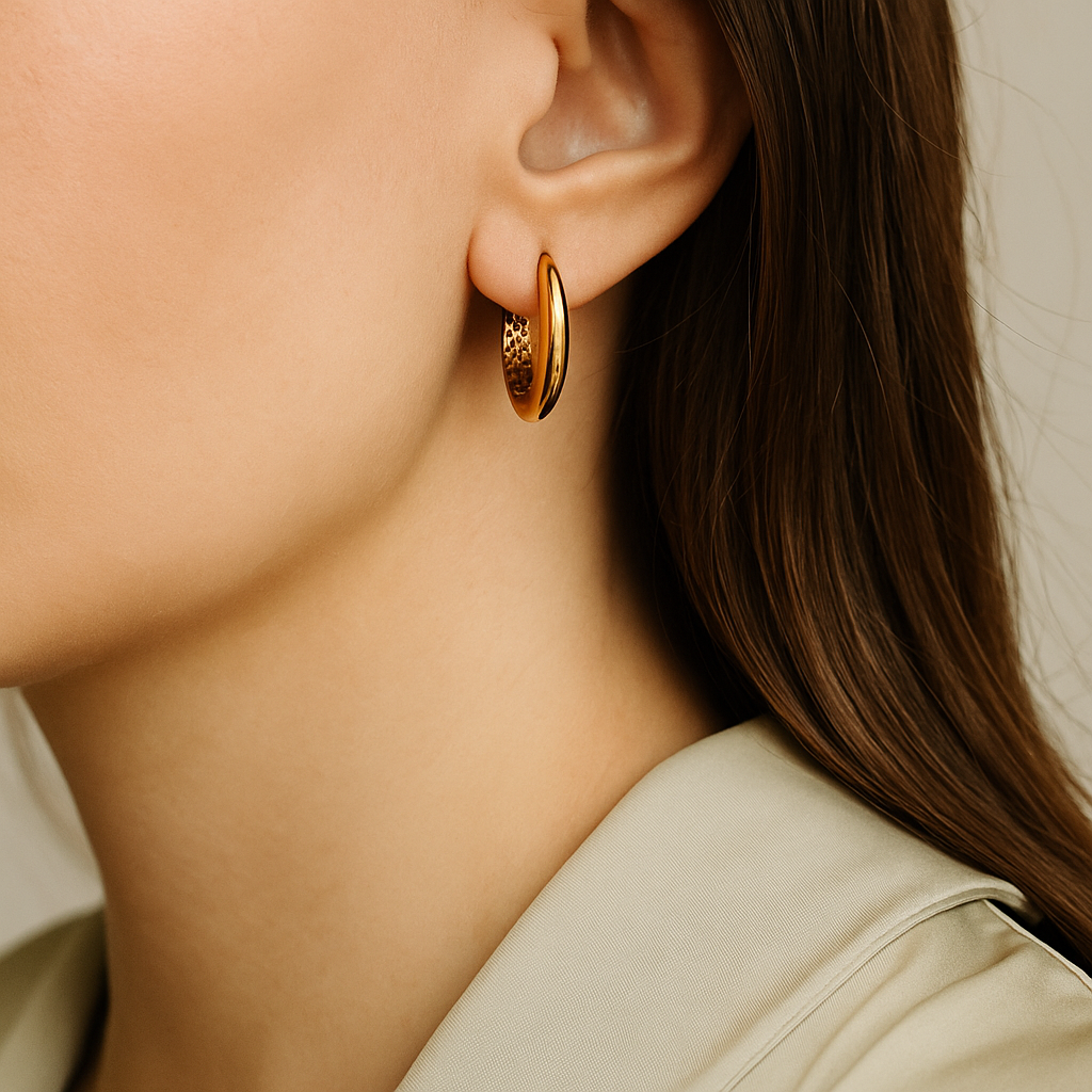 14K Solid Gold Chunky Hoop Earrings – Bold Shiny Real Gold Hoops