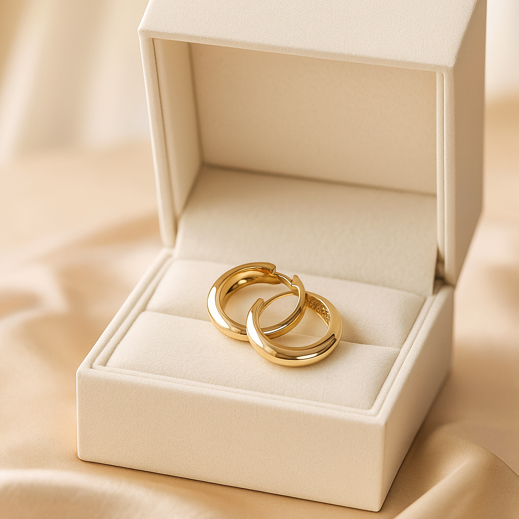 14K Solid Gold Chunky Hoop Earrings – Bold Shiny Real Gold Hoops