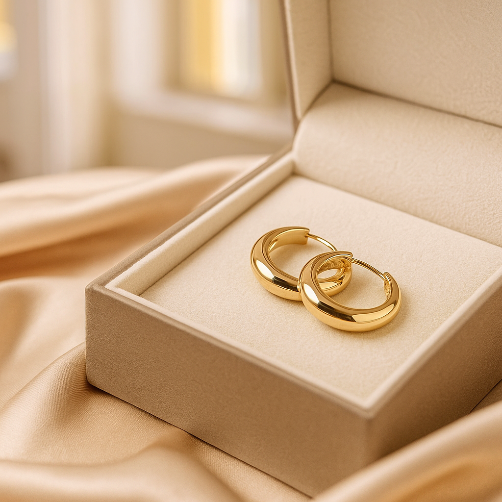 14K Solid Gold Chunky Hoop Earrings – Bold Shiny Real Gold Hoops