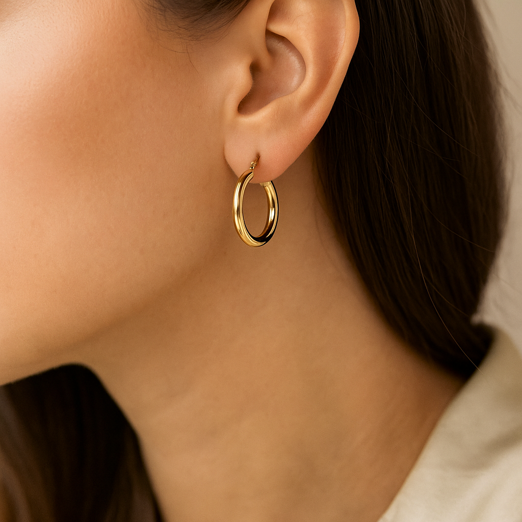 14K Solid Gold Classic Hoop Earrings – Timeless Real Gold Hoops