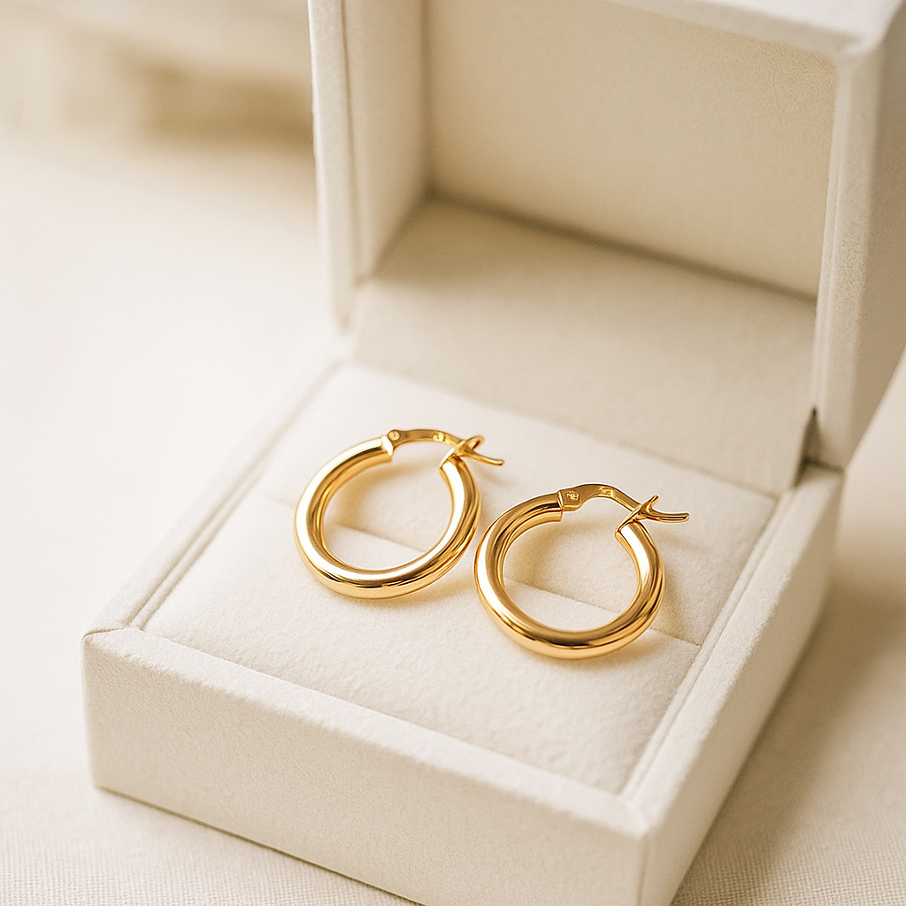 14K Solid Gold Classic Hoop Earrings – Timeless Real Gold Hoops