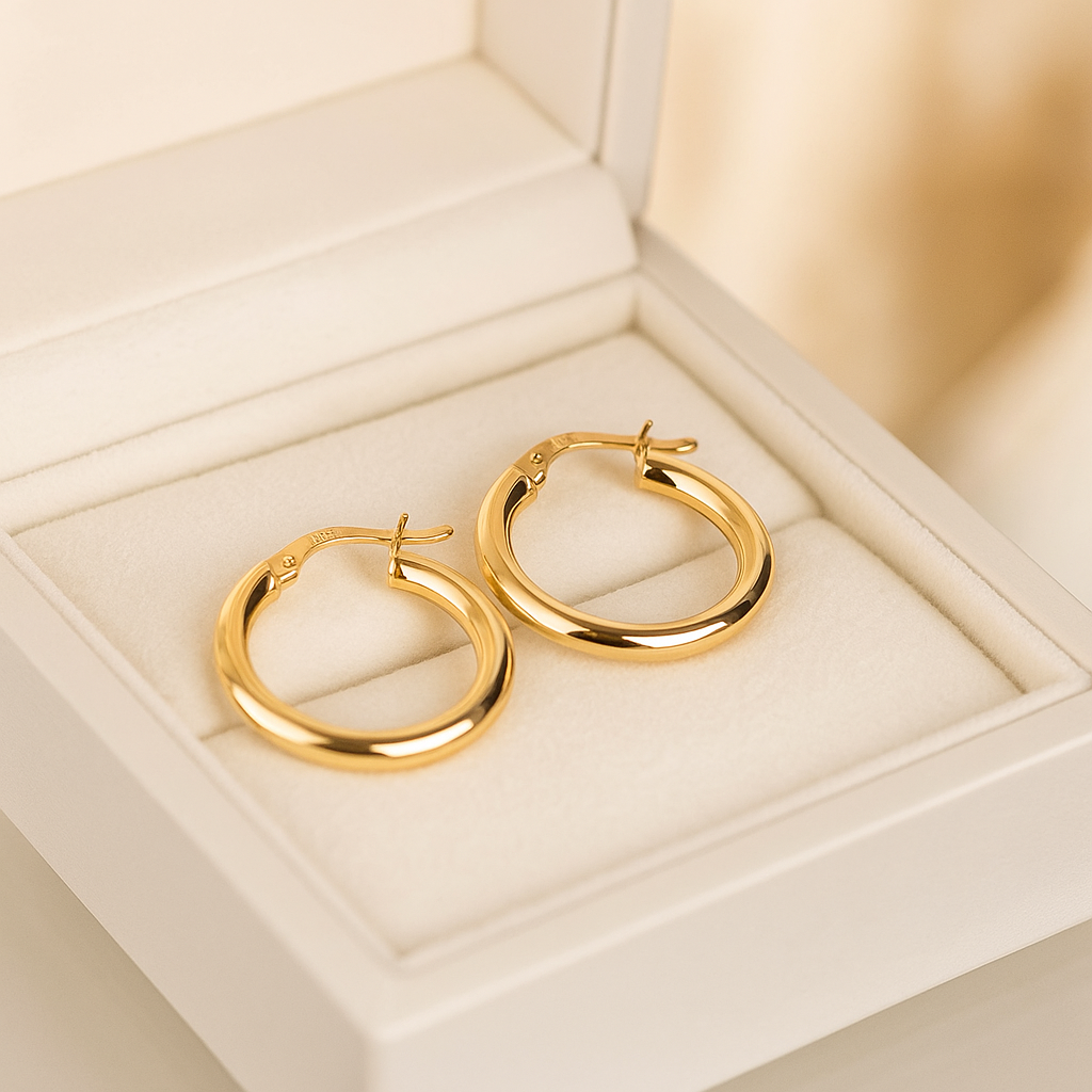 14K Solid Gold Classic Hoop Earrings – Timeless Real Gold Hoops
