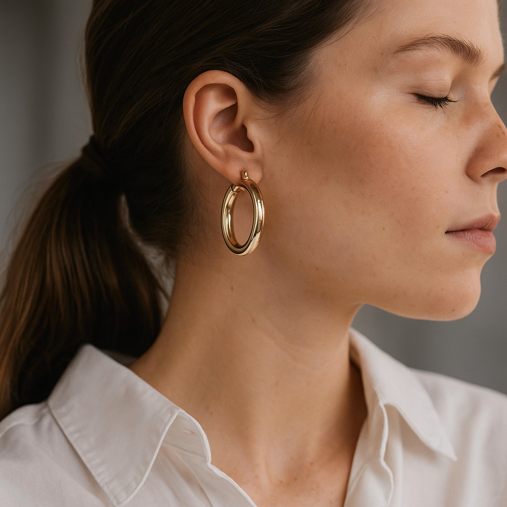 14K Solid Gold Large Hoop Earrings – Bold Statement Real Gold Hoops