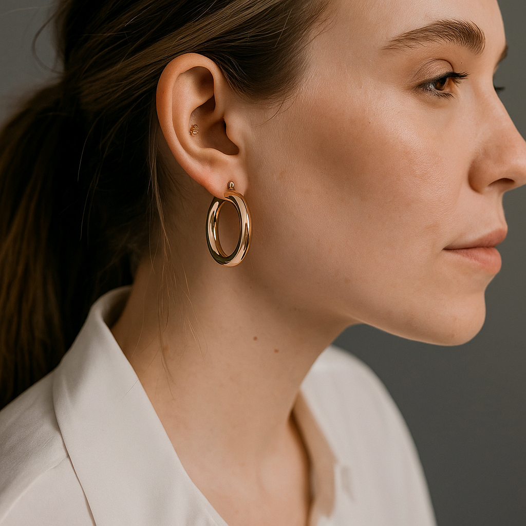 14K Solid Gold Large Hoop Earrings – Bold Statement Real Gold Hoops