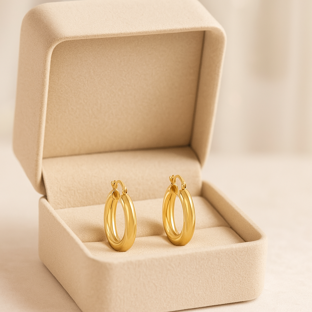 14K Solid Gold Large Hoop Earrings – Bold Statement Real Gold Hoops