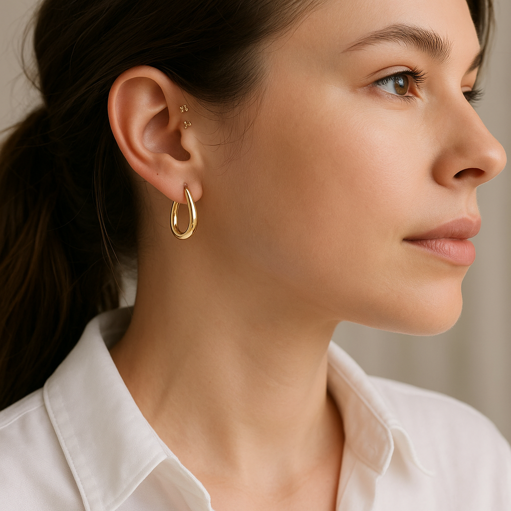 14K Solid Gold Teardrop Hoop Earrings – Modern Real Gold Drop Hoops