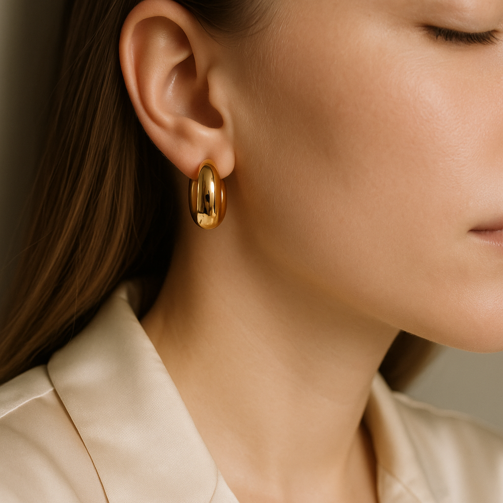 14K Solid Gold Chunky Oval Hoop Earrings – Bold Real Gold Statement Hoops