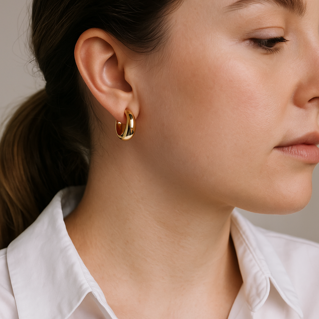 14K Solid Gold Chunky Oval Hoop Earrings – Bold Real Gold Statement Hoops