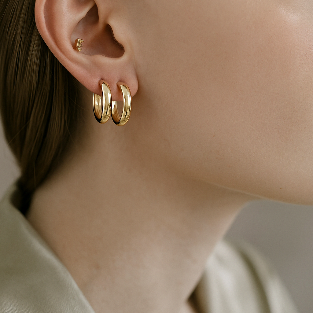 14K Solid Gold Hoop Earrings – Bold Chunky Real Gold Hoops