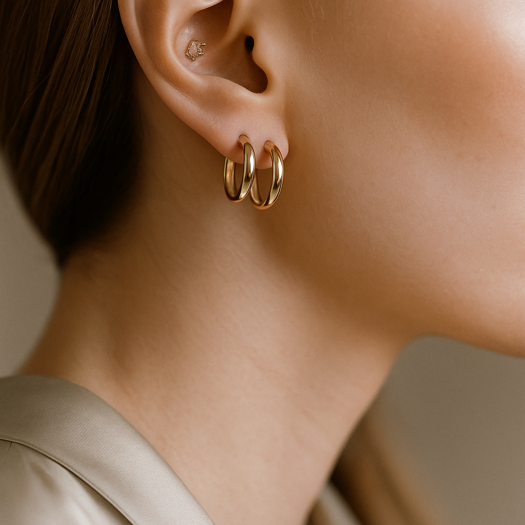 14K Solid Gold Hoop Earrings – Bold Chunky Real Gold Hoops