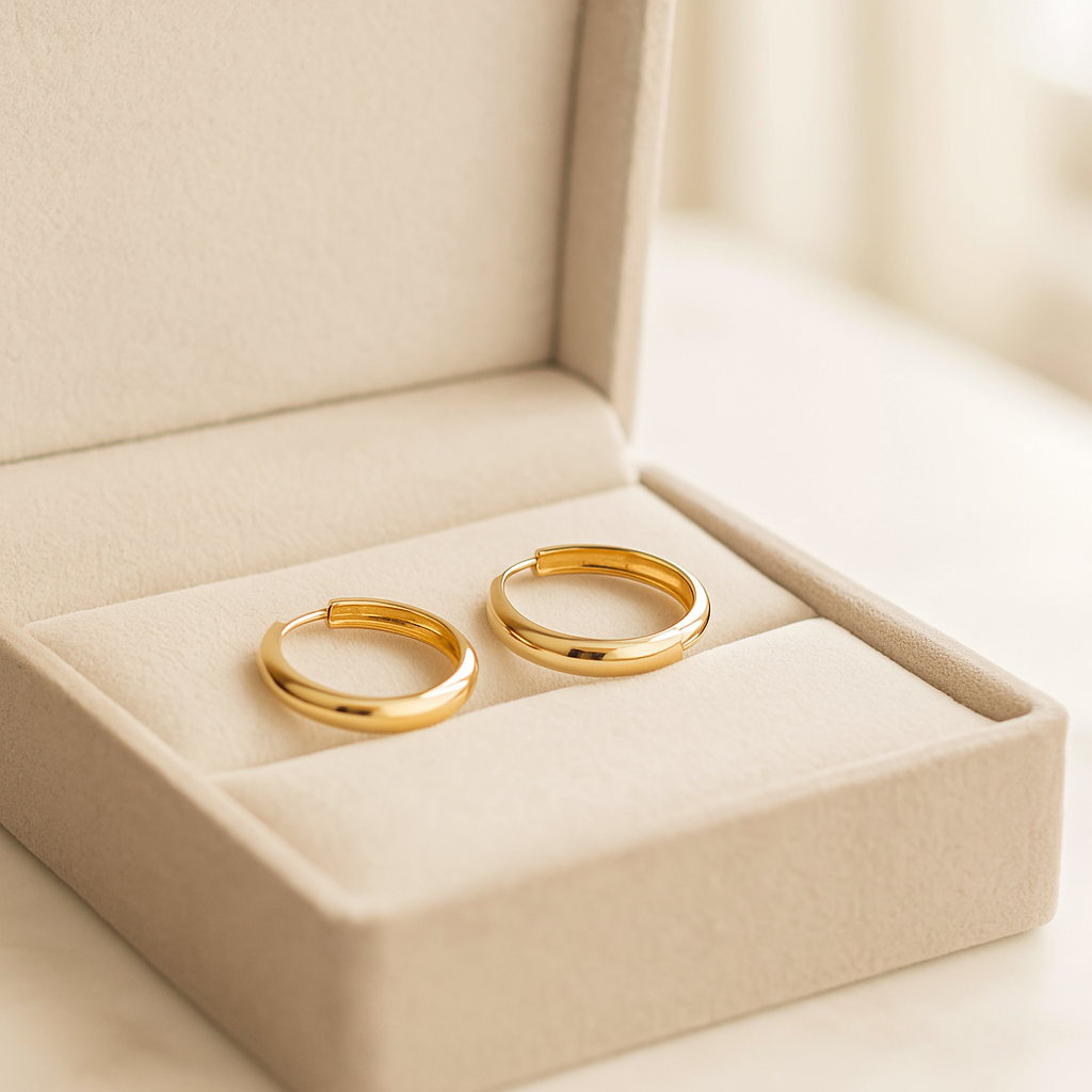 14K Solid Gold Hoop Earrings – Bold Chunky Real Gold Hoops