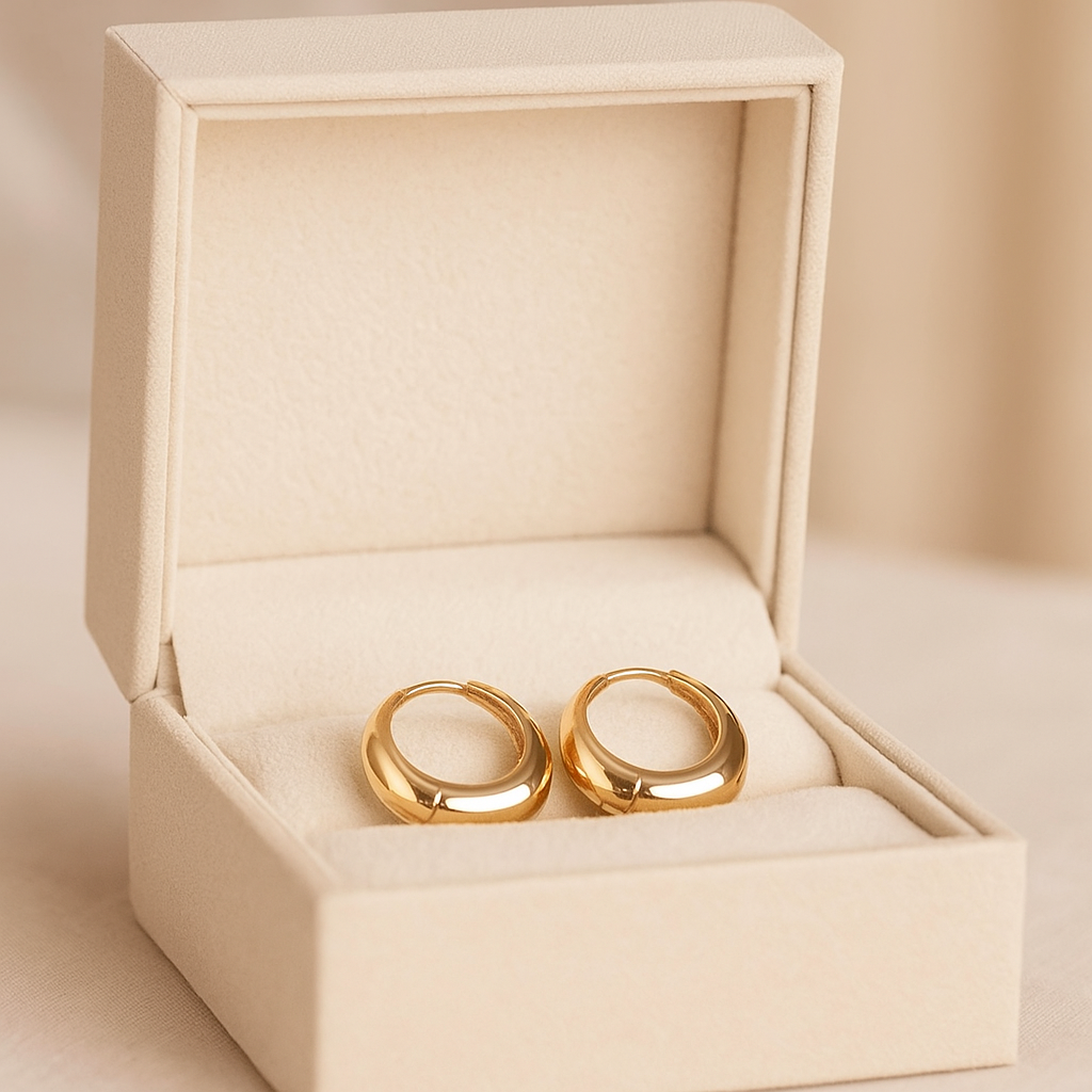 14K Solid Gold Chunky Oval Hoop Earrings – Bold Real Gold Statement Hoops