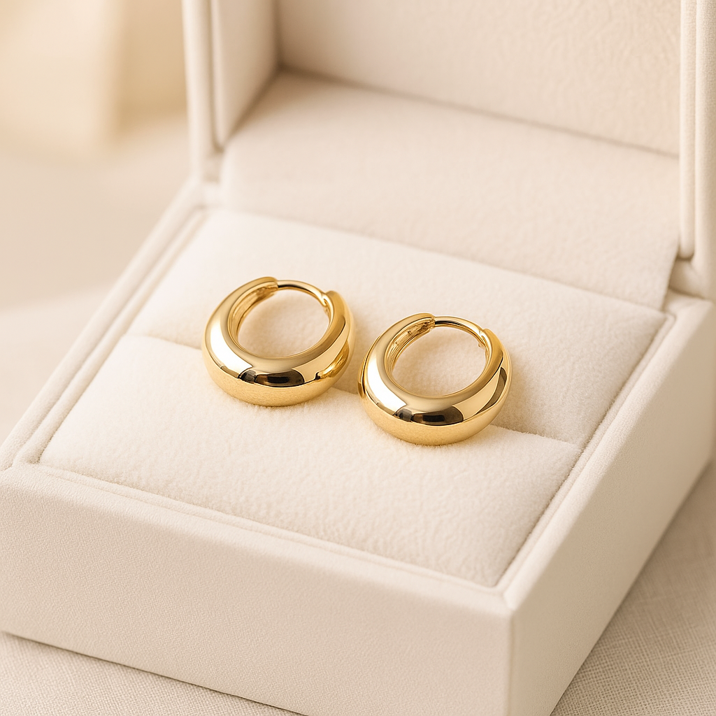 14K Solid Gold Chunky Oval Hoop Earrings – Bold Real Gold Statement Hoops