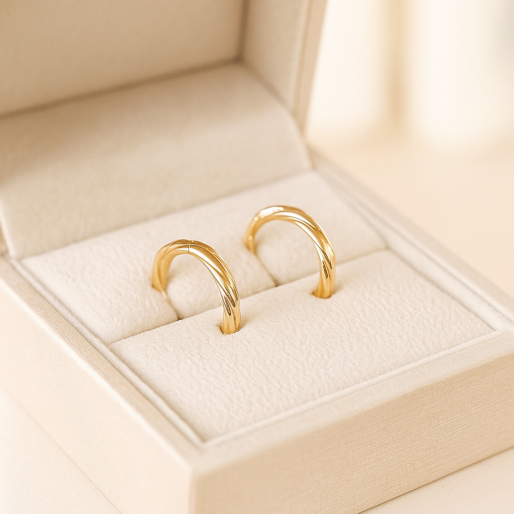 14K Solid Gold Twist Hoop Earrings – Elegant Rope Style Real Gold Hoops