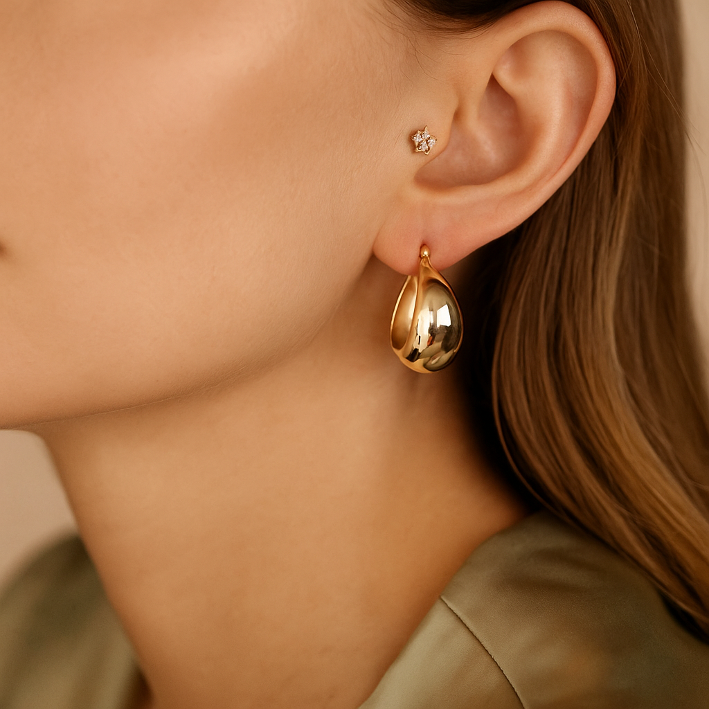 14K Solid Gold Teardrop Earrings – Elegant Real Gold Drop Earrings