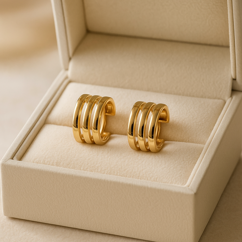 14K Solid Gold Hoop Earrings – Bold Chunky Layered Hoops