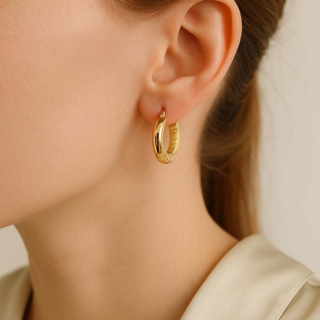 14K Solid Gold Pearl Hoop Earrings – Elegant Real Gold Hoops with Freshwater Pearl Drop