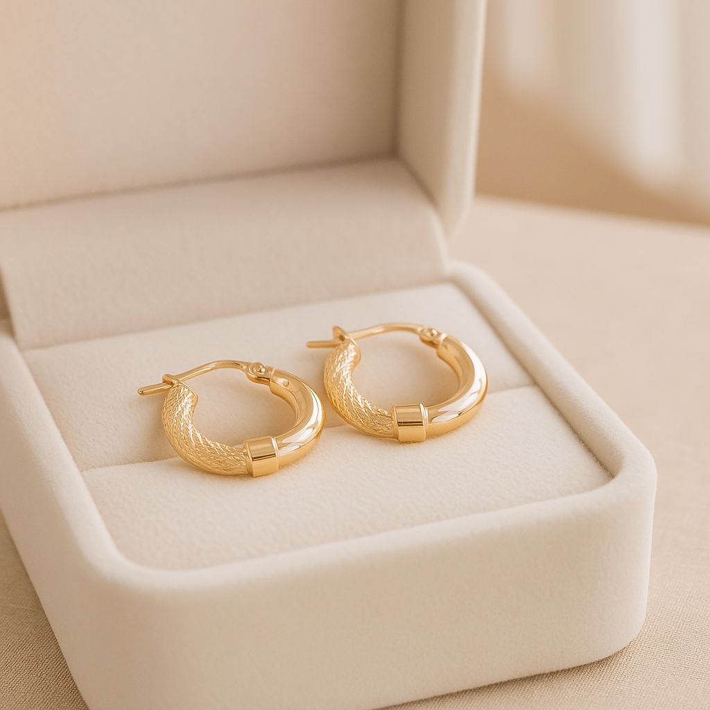 14K Solid Gold Pearl Hoop Earrings – Elegant Real Gold Hoops with Freshwater Pearl Drop