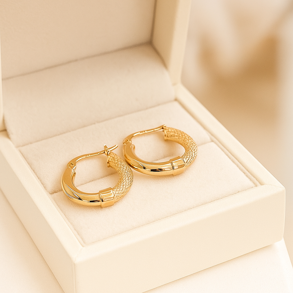 14K Solid Gold Pearl Hoop Earrings – Elegant Real Gold Hoops with Freshwater Pearl Drop