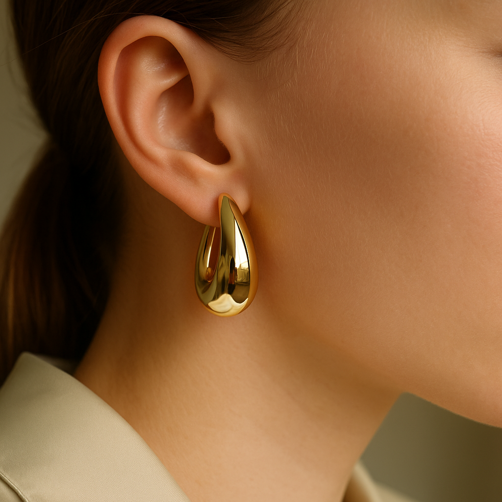 14K Solid Gold Teardrop Earrings – Bold Chunky Statement Drops