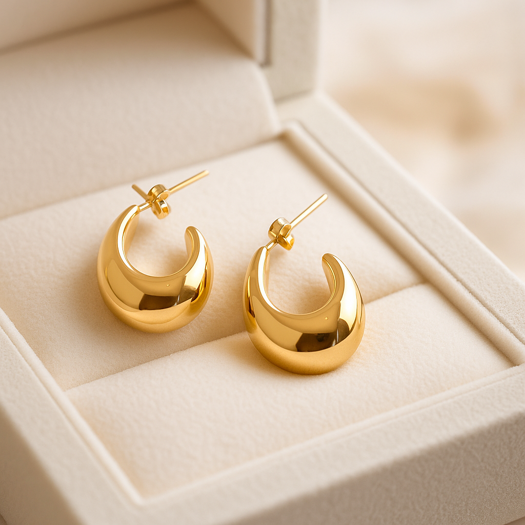 14K Solid Gold Teardrop Earrings – Bold Chunky Statement Drops