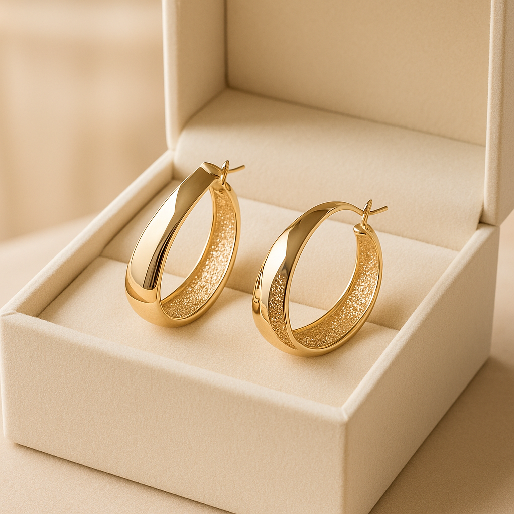 14K Solid Gold Hoop Earrings – Modern Sculptural Drop Hoops