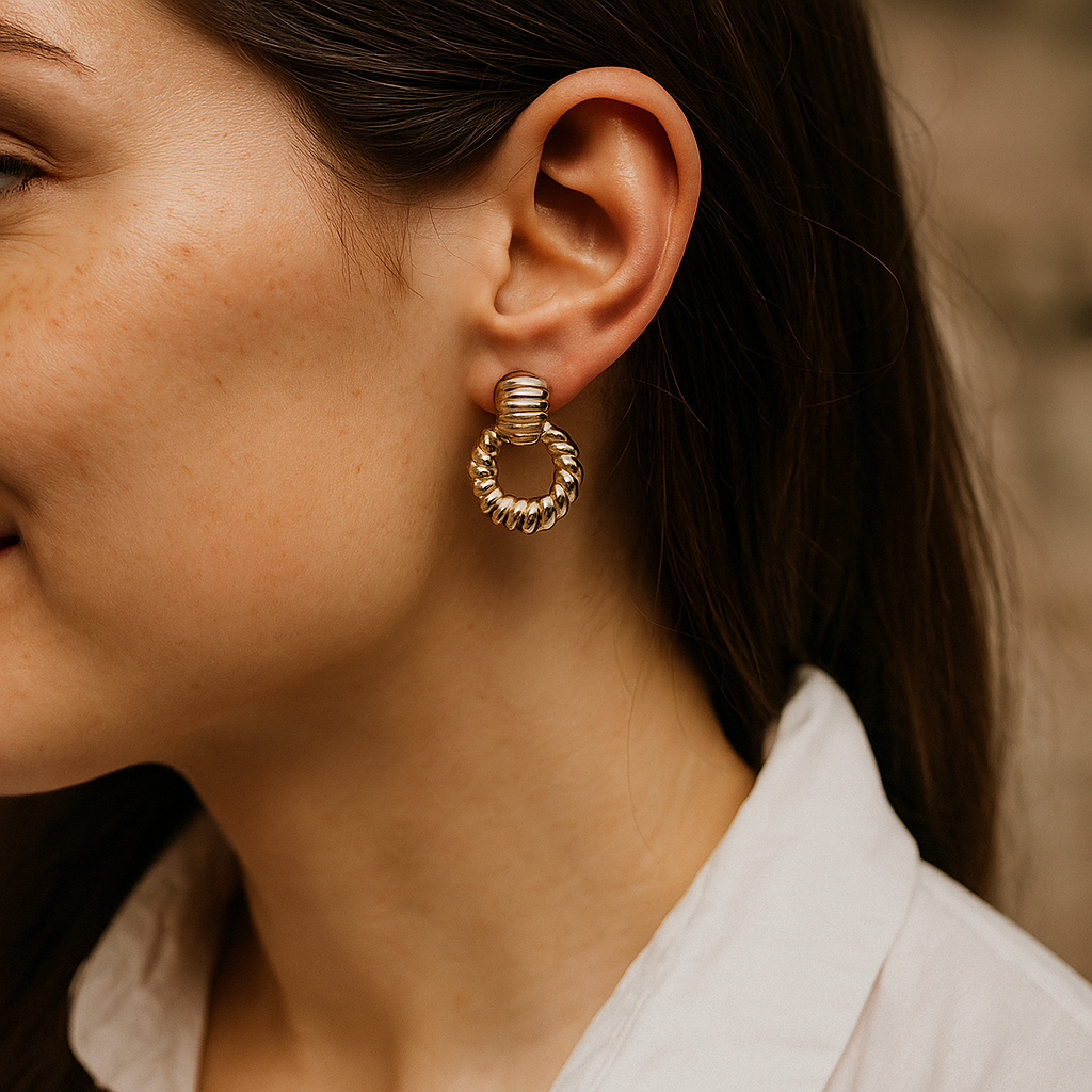 14K Solid Gold Twisted Hoop Earrings – Bold Rope Design Gold Earrings for Women, Statement Real Gold Jewelry, Elegant Chunky Hoop Earrings