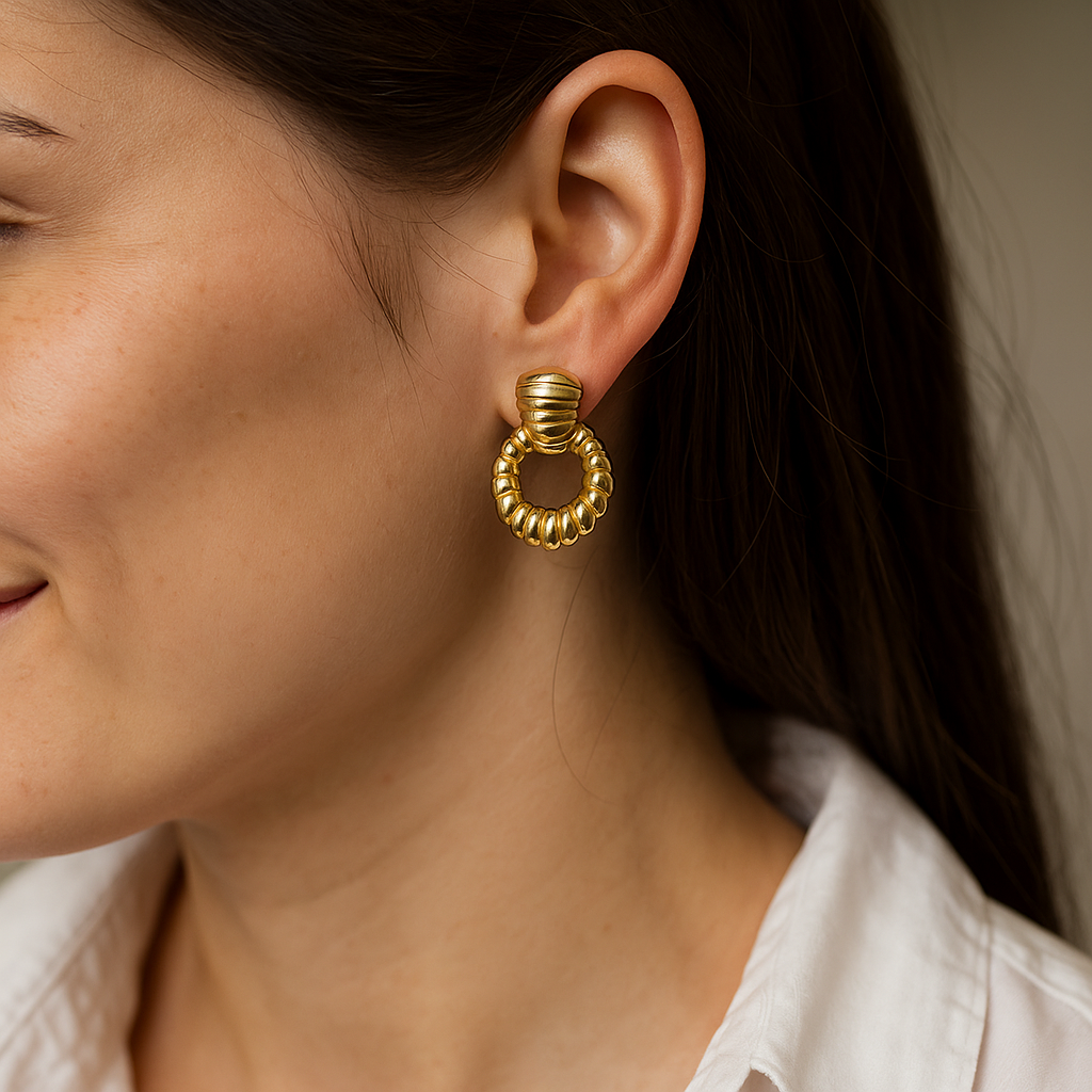 14K Solid Gold Twisted Hoop Earrings – Bold Rope Design Gold Earrings for Women, Statement Real Gold Jewelry, Elegant Chunky Hoop Earrings