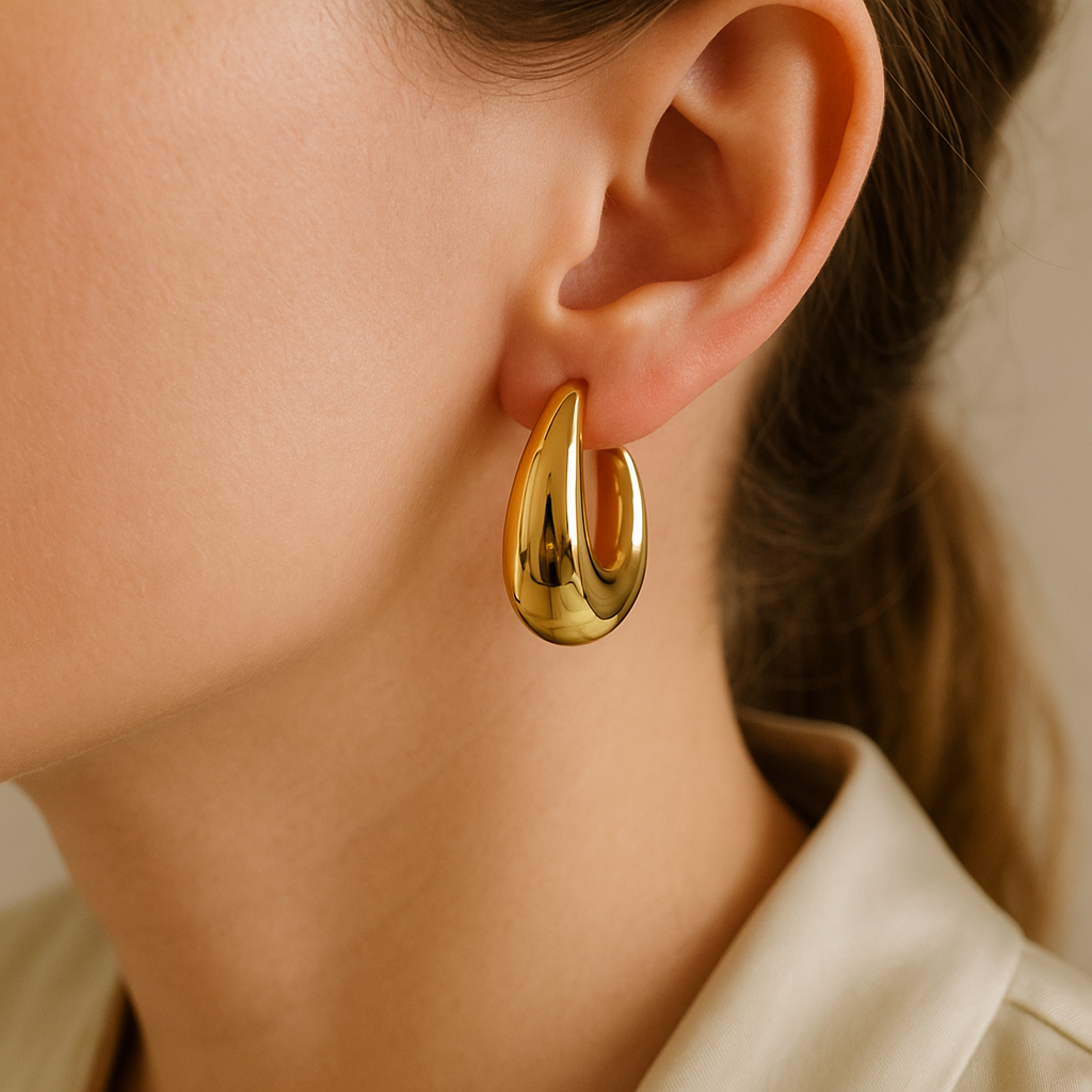 14K Solid Gold Teardrop Earrings – Bold Chunky Statement Drops