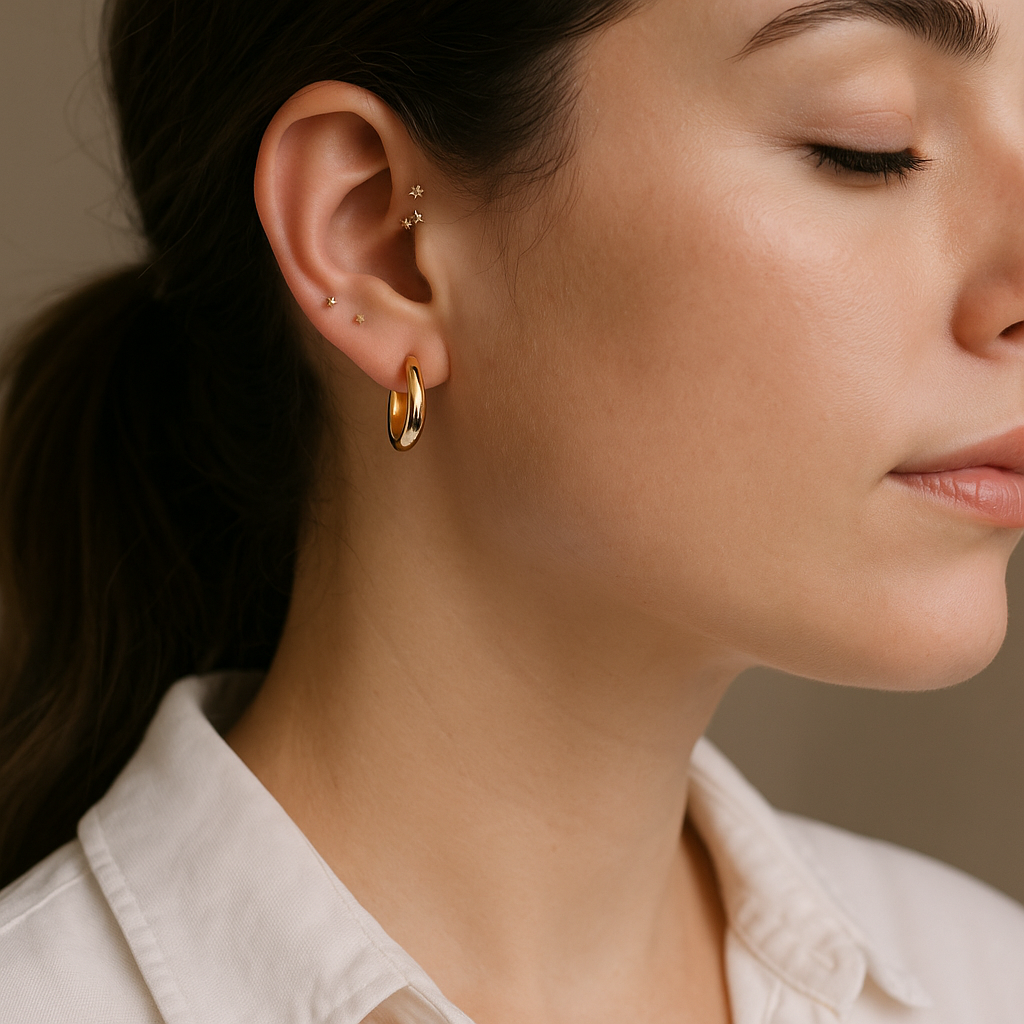 14K Solid Gold Hoop Earrings – Classic Medium Gold Hoops