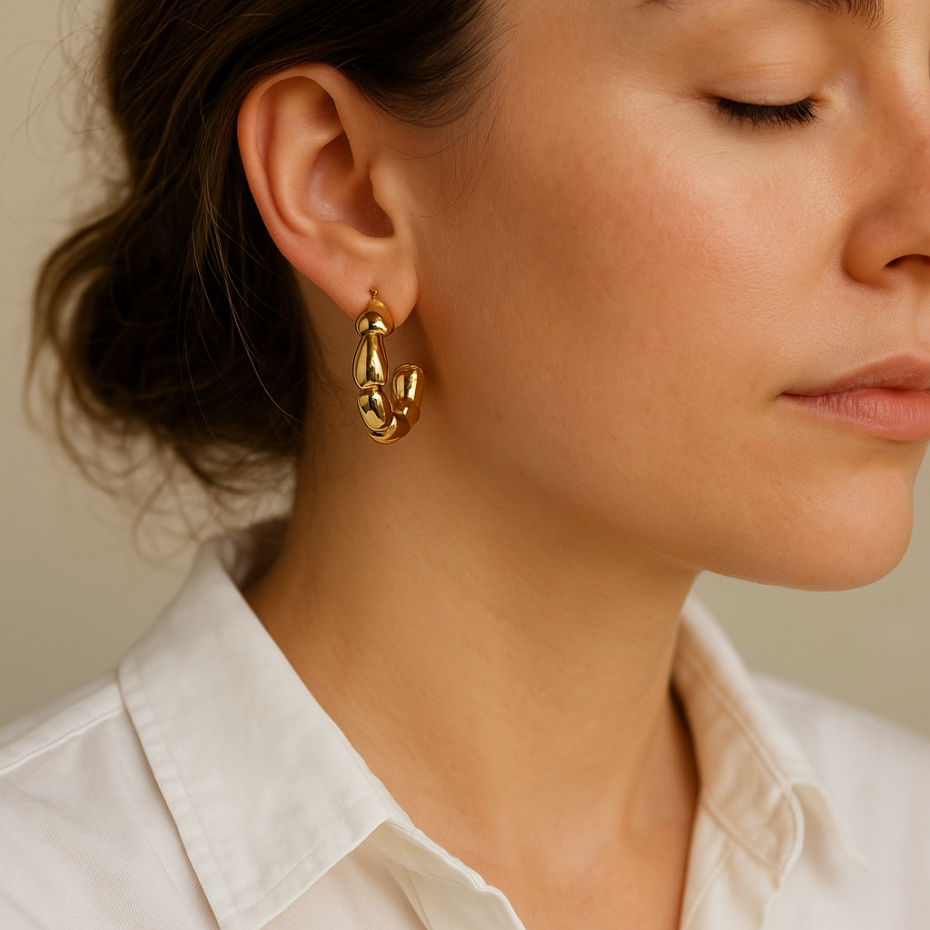 14K Solid Gold Chunky Hoop Earrings – Bold Statement Gold Hoops for Women