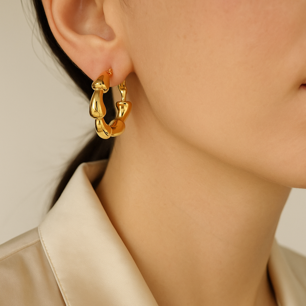 14K Solid Gold Chunky Hoop Earrings – Bold Statement Gold Hoops for Women