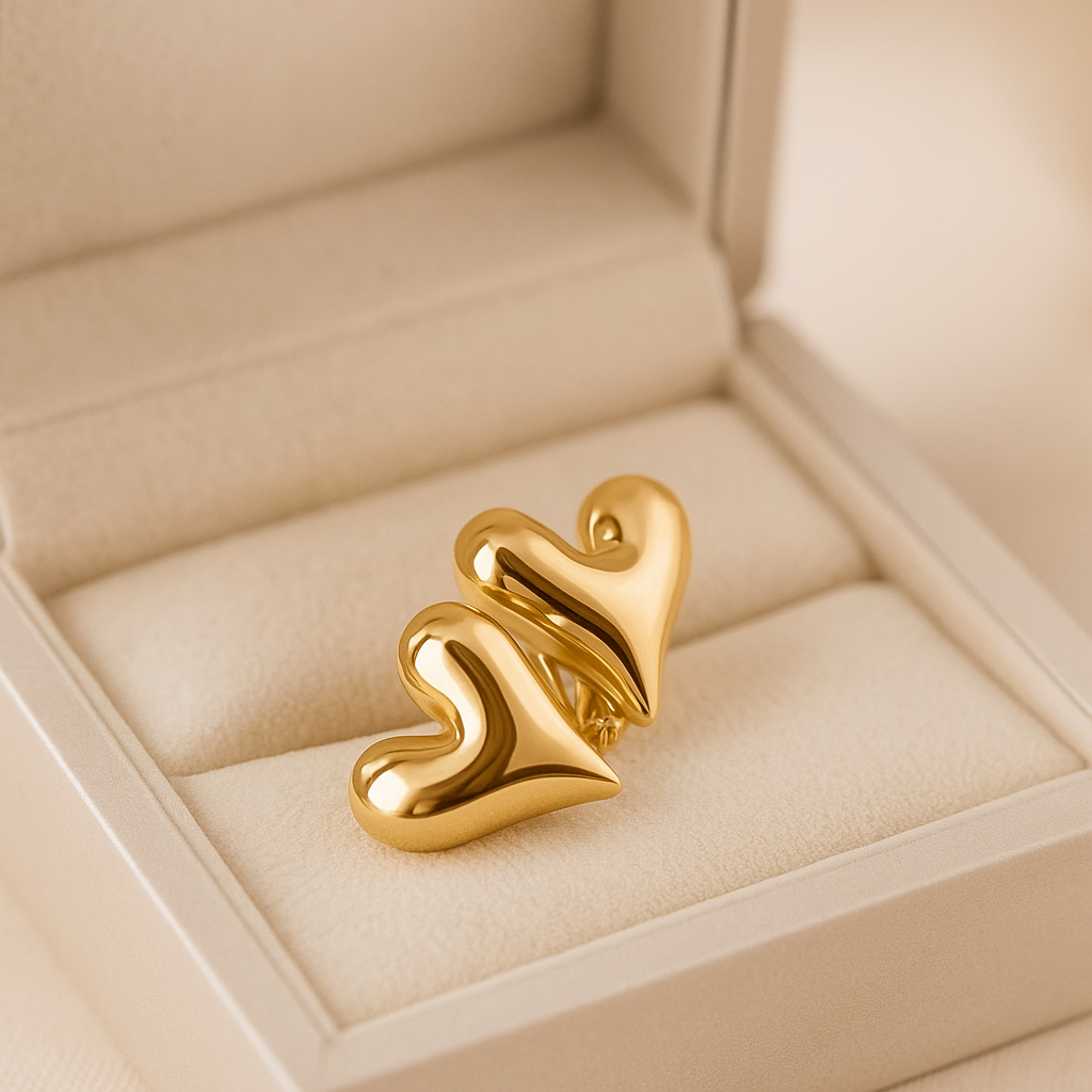 14K Solid Gold Heart Stud Earrings – Minimalist Real Gold Love Earrings for Women