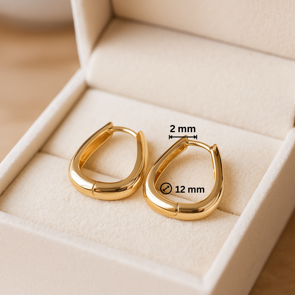 14K Solid Gold Teardrop Hoop Earrings – Modern Real Gold Drop Hoops