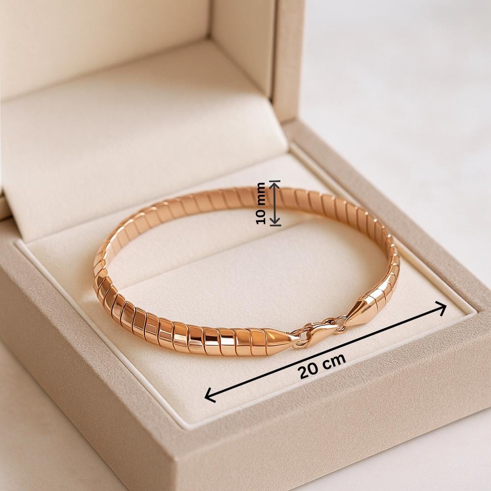 14K Solid Gold Wide Link Bracelet – Handmade Flat Chain Jewelry