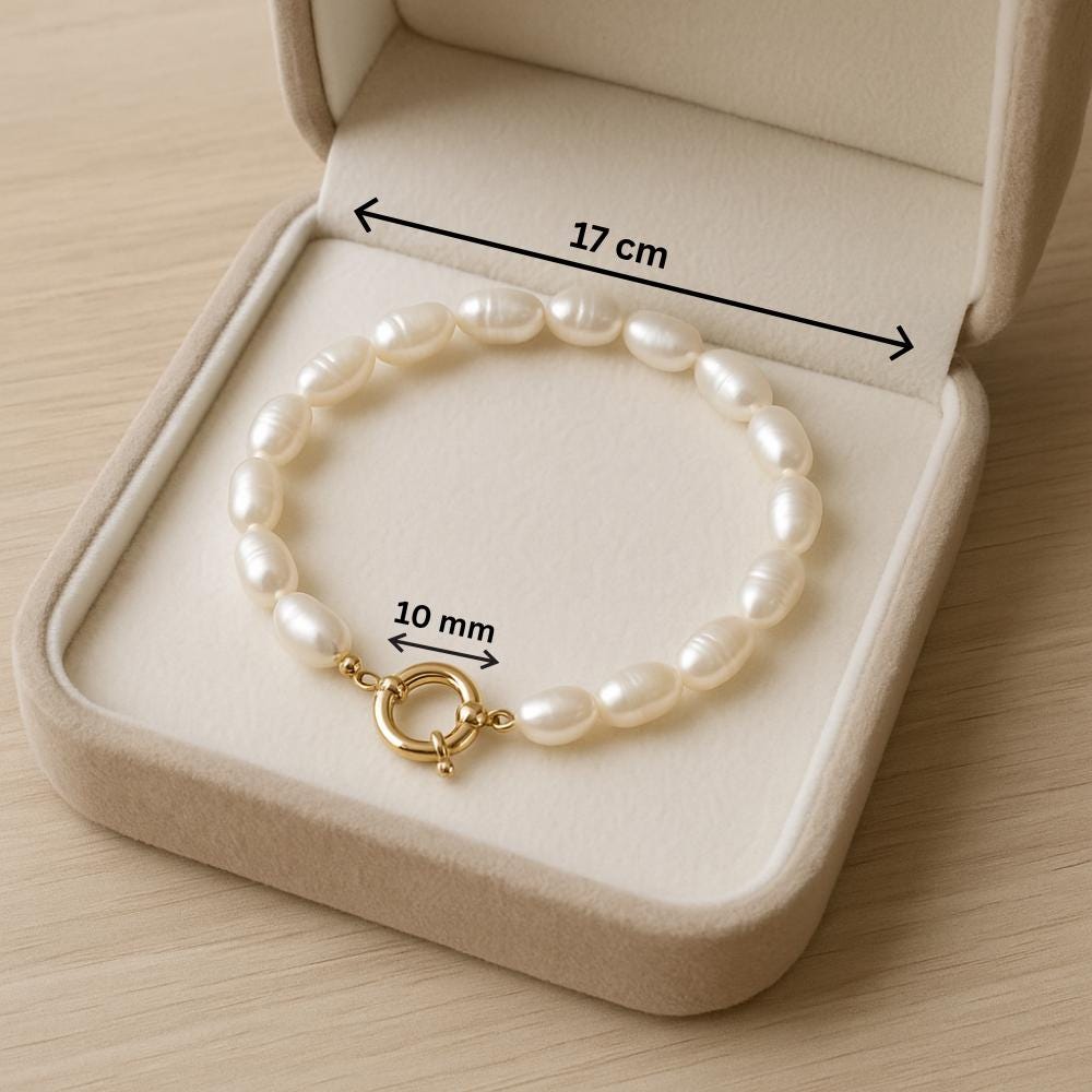 14K Solid Gold Pearl Bracelet – Handmade Real Freshwater Pearl Jewelry