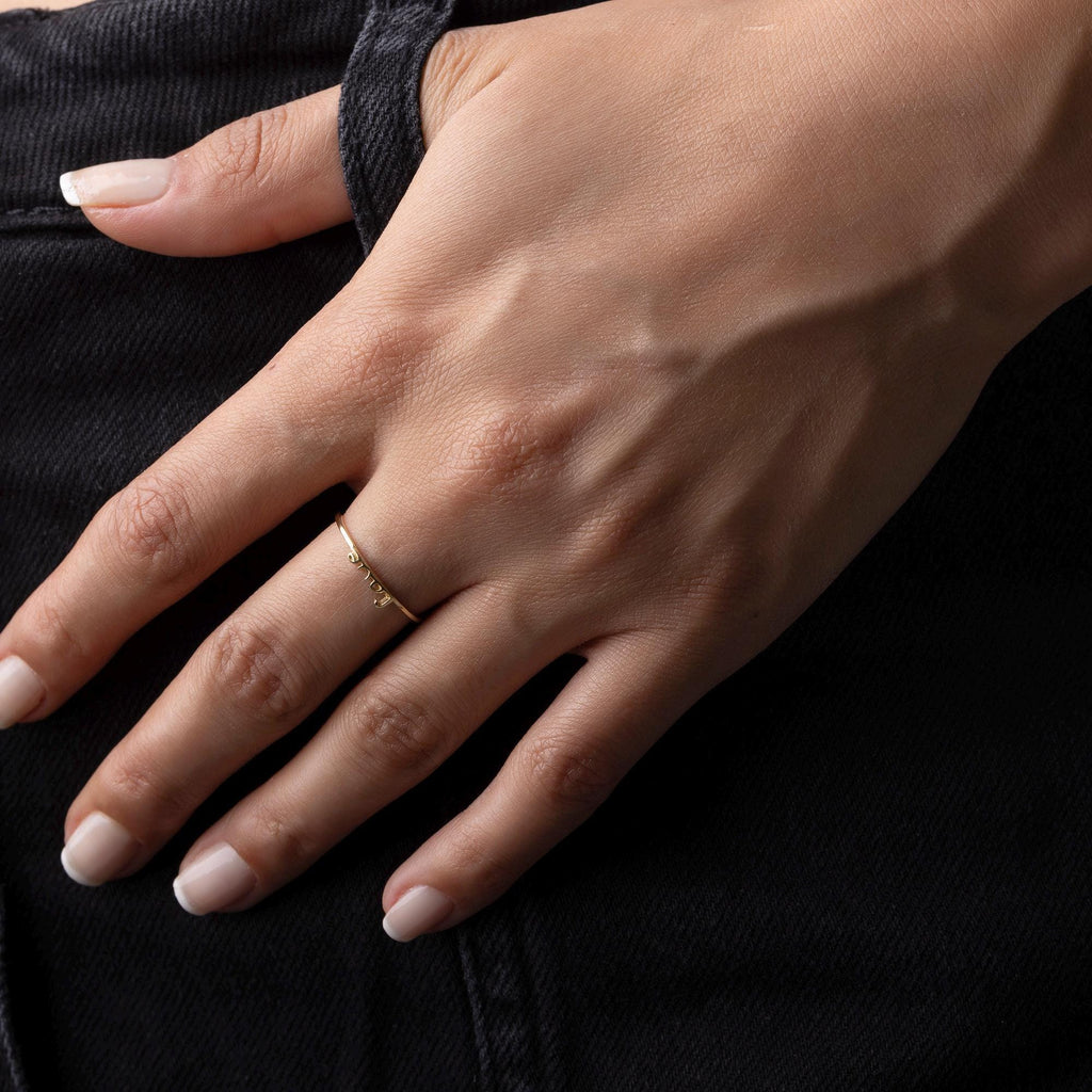 14K Solid Gold Love Ring – Dainty Minimalist Band