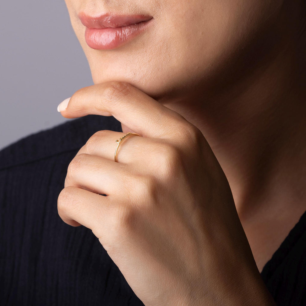 14K Solid Gold Love Ring – Dainty Minimalist Band